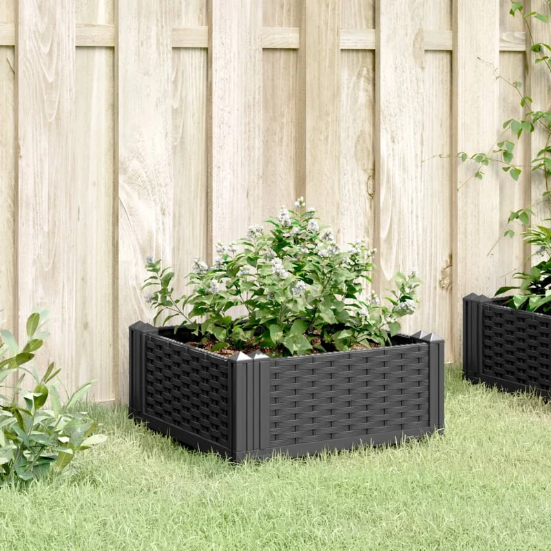 Jardinera Con Clavijas Pp Negro 42,5x42,5x28,5 Cm