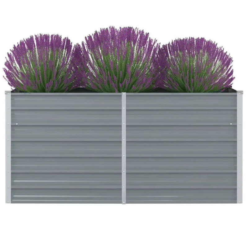 Jardinera Elevada 160x80x77 Cm Acero Galvanizado Gris