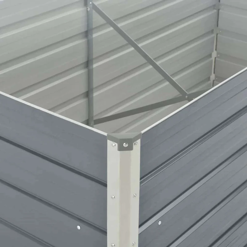 Jardinera Elevada 160x80x77 Cm Acero Galvanizado Gris