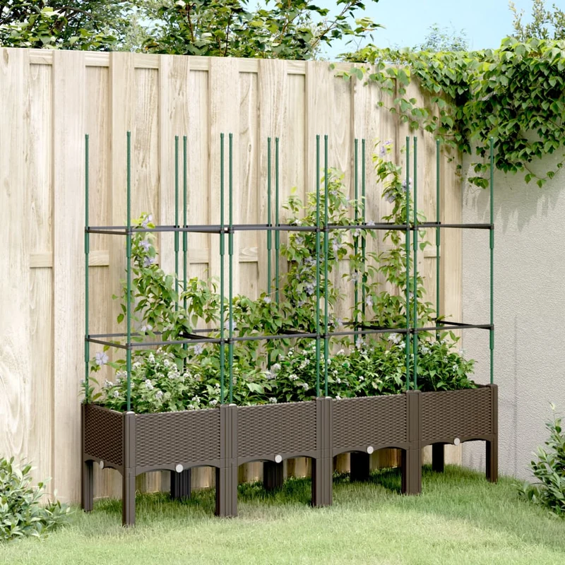 Jardinera Con Enrejado Pp Marrón 160x40x142,5 Cm