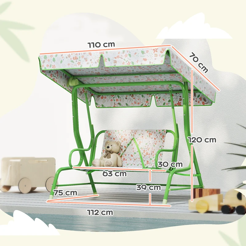 Aiyaplay Columpio De Jardín Exterior Para Niños De +3 Años 112x75x120 Cm Verde
