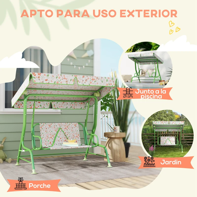 Aiyaplay Columpio De Jardín Exterior Para Niños De +3 Años 112x75x120 Cm Verde