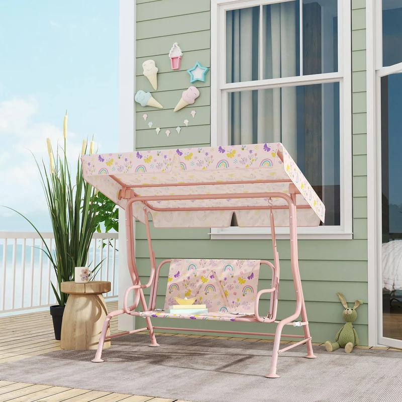Aiyaplay Columpio De Jardín Exterior Para Niños De +3 Años 112x75x120 Cm Rosa