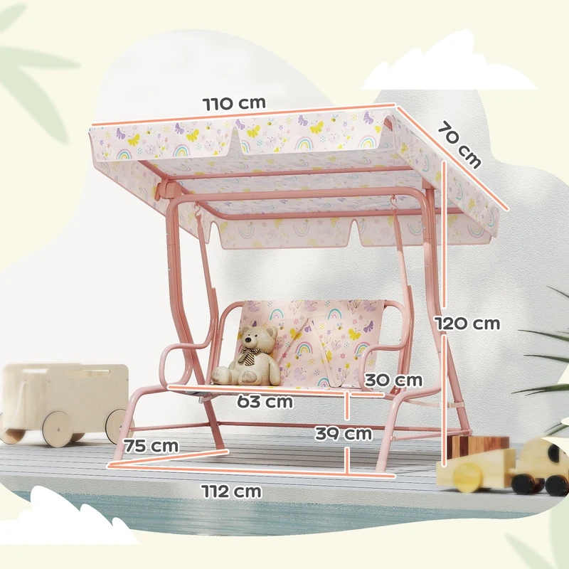 Aiyaplay Columpio De Jardín Exterior Para Niños De +3 Años 112x75x120 Cm Rosa