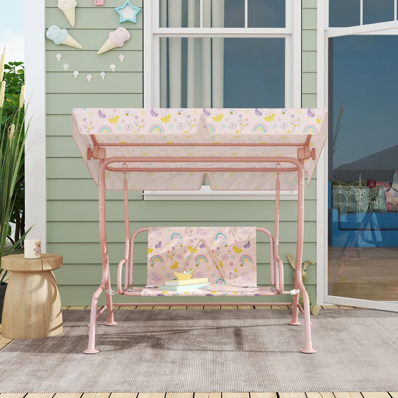 Aiyaplay Columpio De Jardín Exterior Para Niños De +3 Años 112x75x120 Cm Rosa