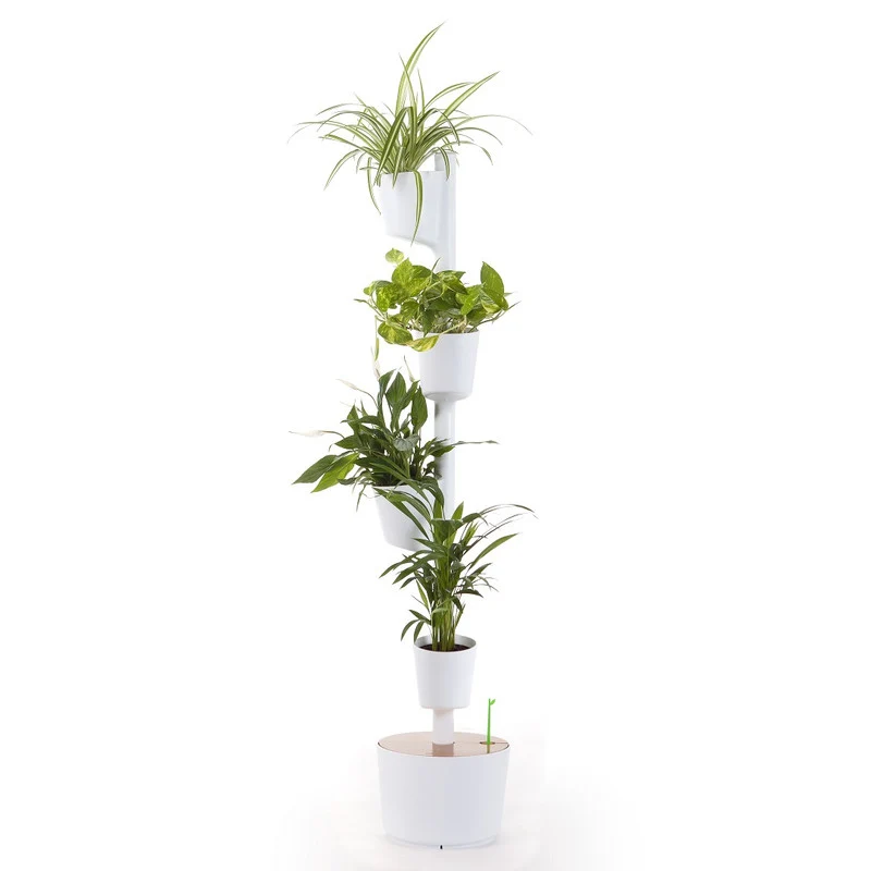 Macetero Vertical Citysens Con Riego Inteligente De 4 Macetas – Blanco, Polipropileno 100% Reciclado