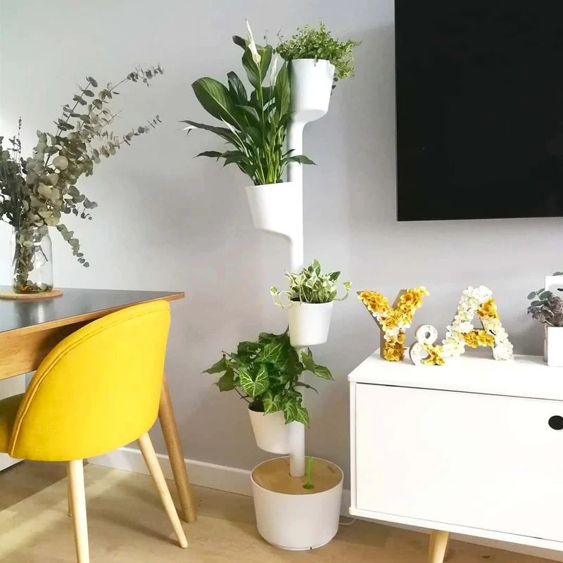 Macetero Vertical Citysens Con Riego Inteligente De 4 Macetas – Blanco, Polipropileno 100% Reciclado