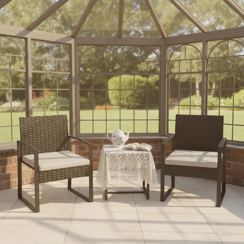 Outsunny Muebles De Jardín Con 2 Sillas Con Cojines Lavables Y Mesa De Vidrio