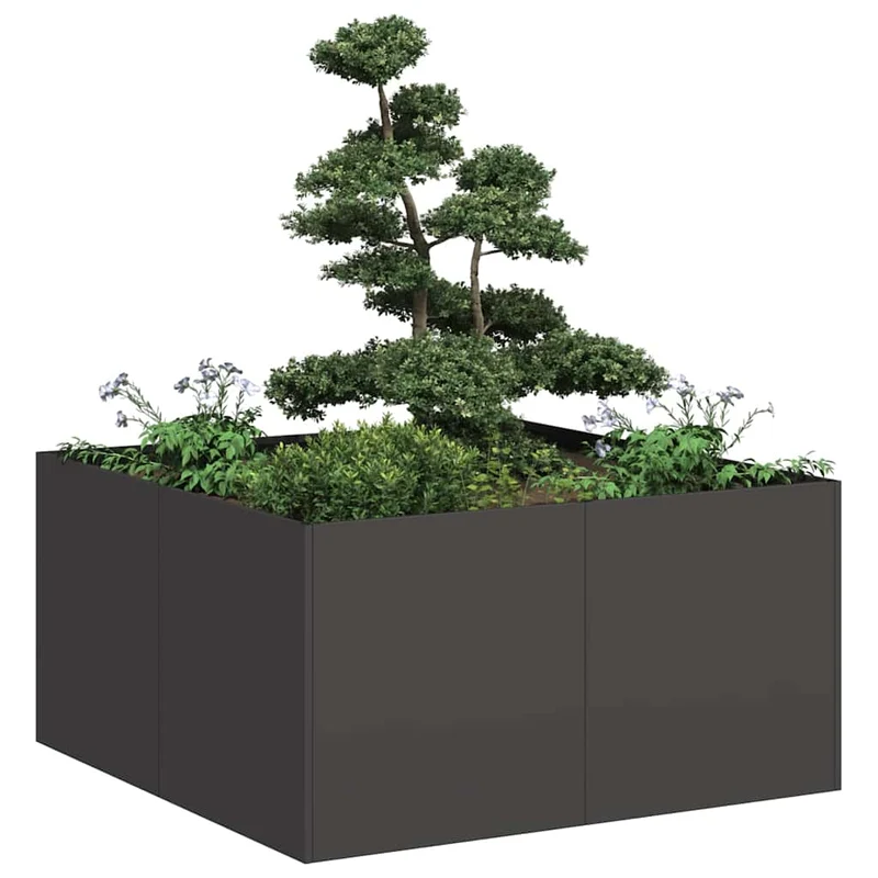 Jardinera De Acero Laminado En Frío Negro 80x80x40 Cm