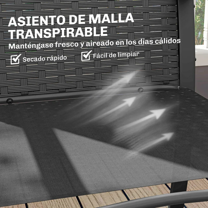 Outsunny Muebles De Jardín De Ratán Con 2 Sillas Con Cojines Y Mesa De Vidrio
