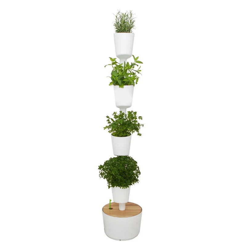Huerto Vertical De Interior Citysens Con Riego Manual De 4 Macetas – Blanco, Polipropileno 100% Reciclado
