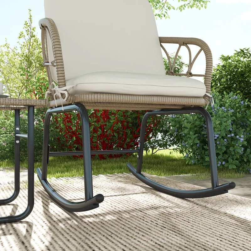 Outsunny Conjunto De Muebles De Ratán De 3 Piezas Para Jardín Crema Y Beige
