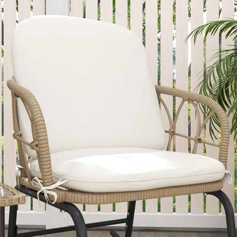 Outsunny Conjunto De Muebles De Ratán De 3 Piezas Para Jardín Crema Y Beige