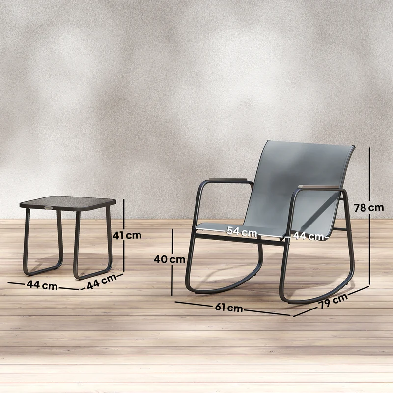 Outsunny Conjunto De Mesa Y Sillas De Terraza Exterior De 3 Piezas Gris