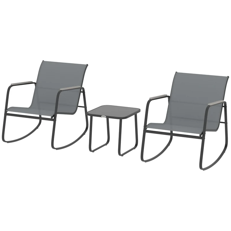 Outsunny Conjunto De Mesa Y Sillas De Terraza Exterior De 3 Piezas Gris