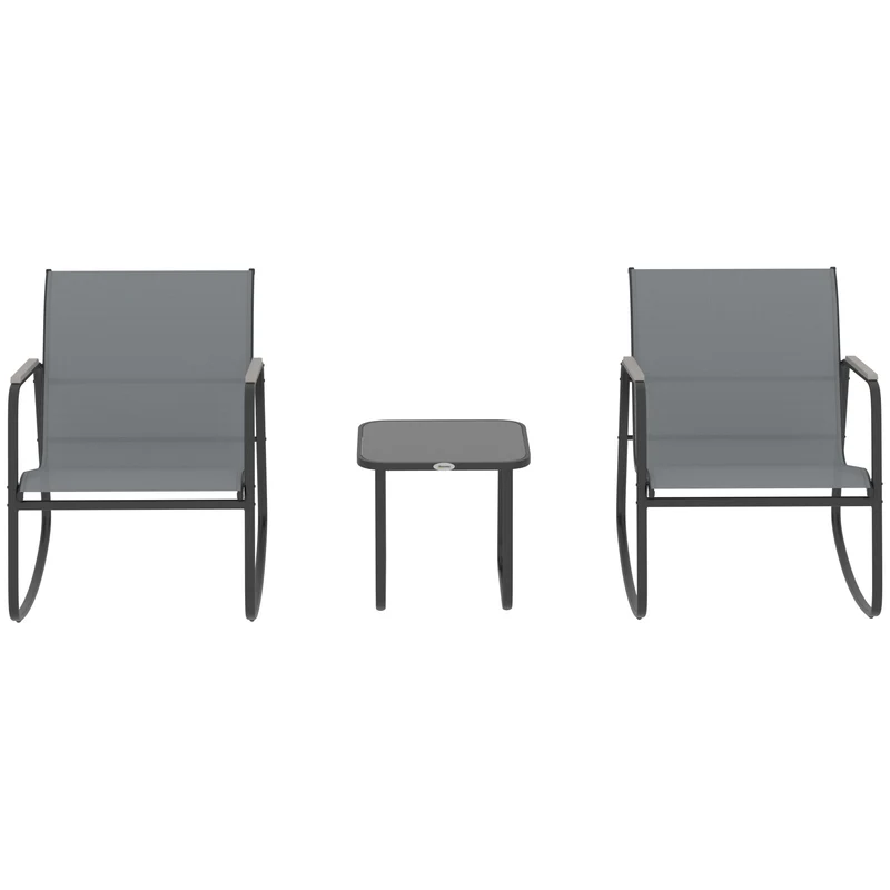 Outsunny Conjunto De Mesa Y Sillas De Terraza Exterior De 3 Piezas Gris