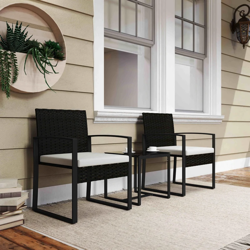 Outsunny Muebles De Jardín Con 2 Sillas Con Cojines Lavables Y Mesa De Vidrio