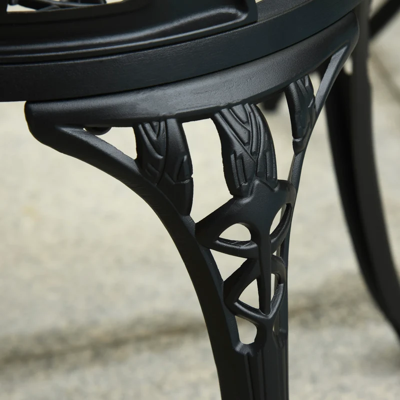 Outsunny Conjunto De Mesa Y Sillas De Terraza Exterior De 3 Piezas Negro