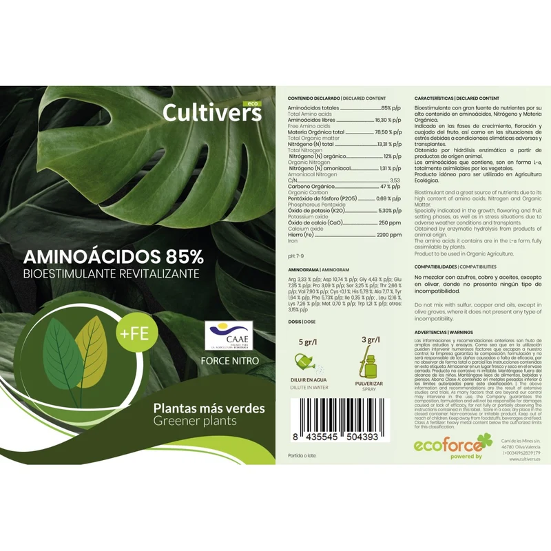 Aminoácidos 85% Cultivers 5 Kg