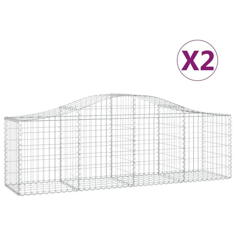 Cestas Gaviones 2 Uds Forma De Arco Hierro 200x50x60/80 Cm