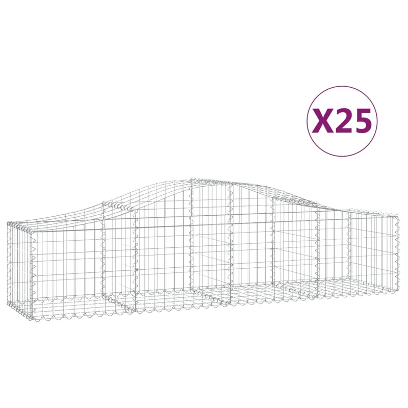 Cestas De Gaviones 25 Uds Forma De Arco Hierro 200x50x40/60 Cm