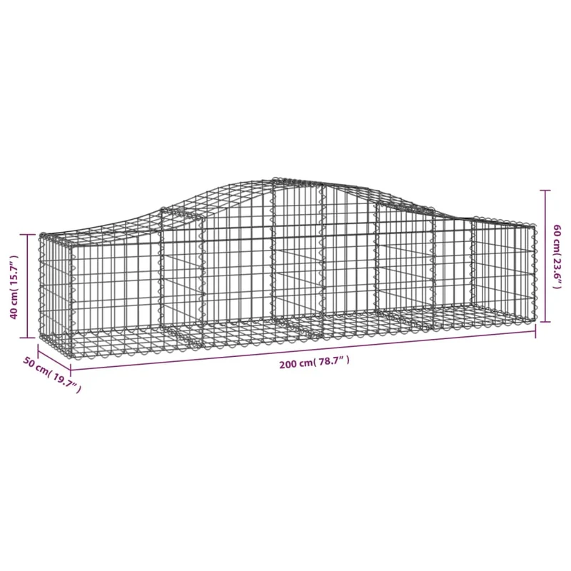 Cestas De Gaviones 25 Uds Forma De Arco Hierro 200x50x40/60 Cm