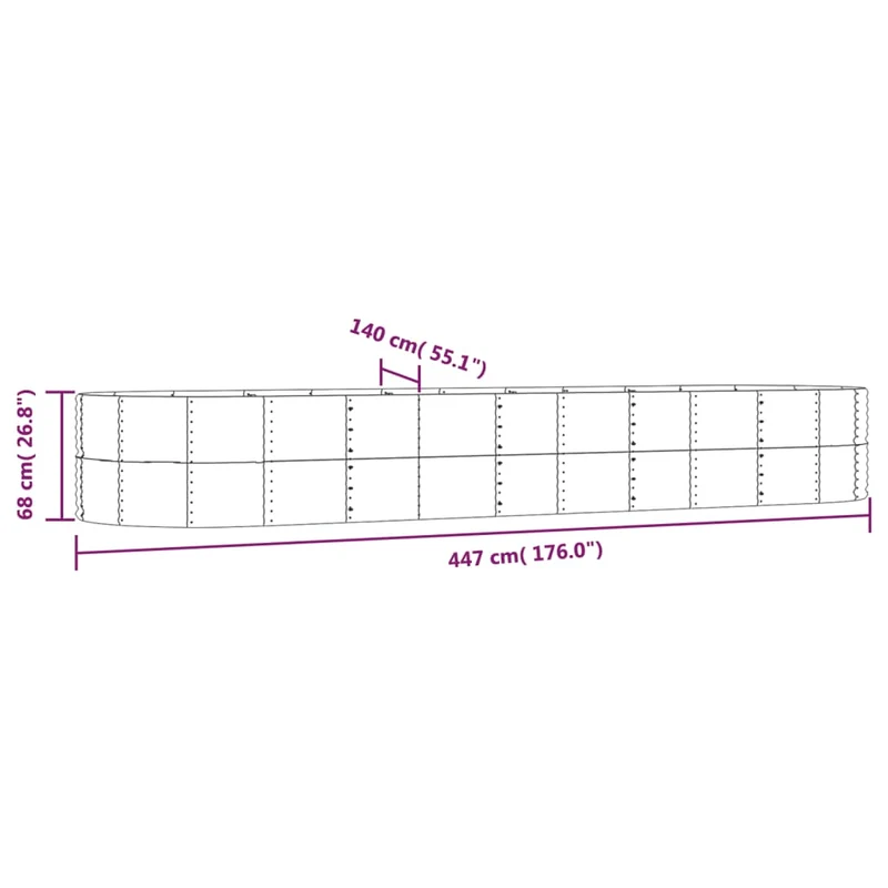Jardinera Arriate Acero Galvanizado Plata 447x140x68 Cm