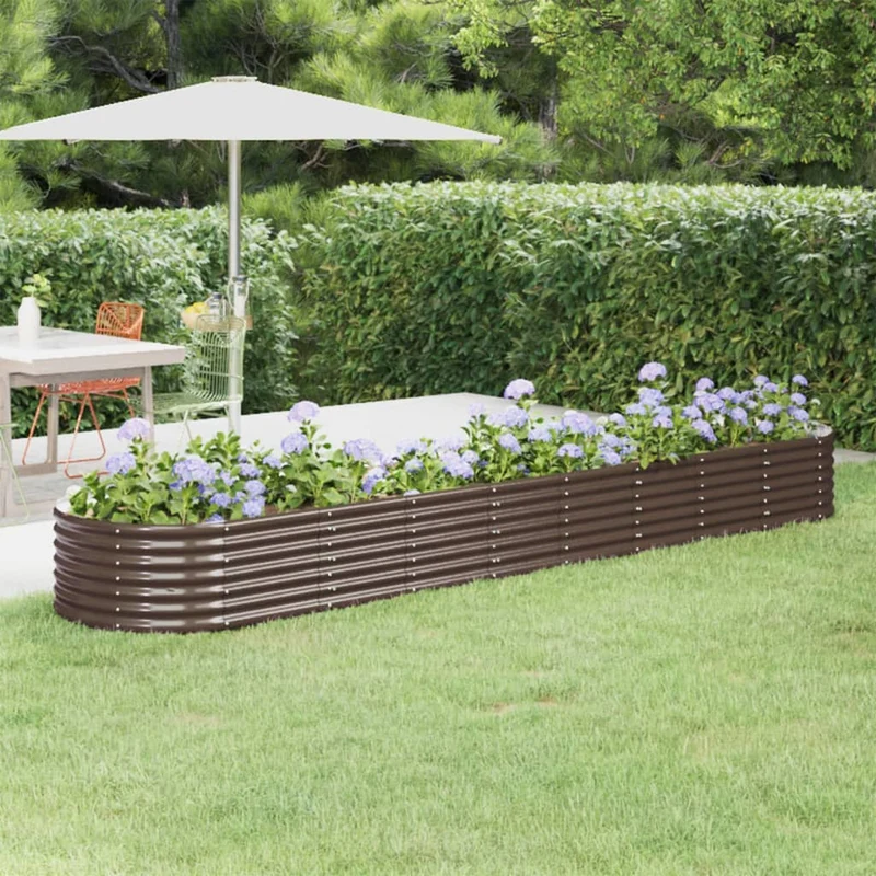 Jardinera Arriate Acero Galvanizado Marrón 368x80x36 Cm