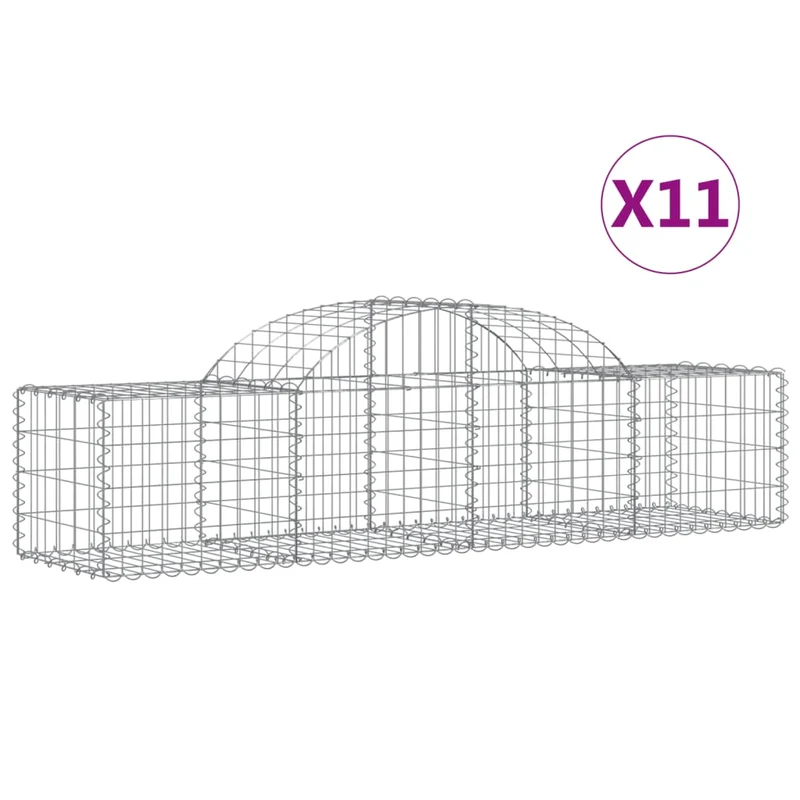 Cestas De Gaviones 11 Uds Forma De Arco Hierro 200x50x40/60 Cm