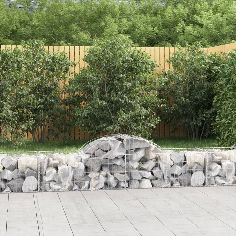 Cestas De Gaviones 11 Uds Forma De Arco Hierro 200x50x40/60 Cm