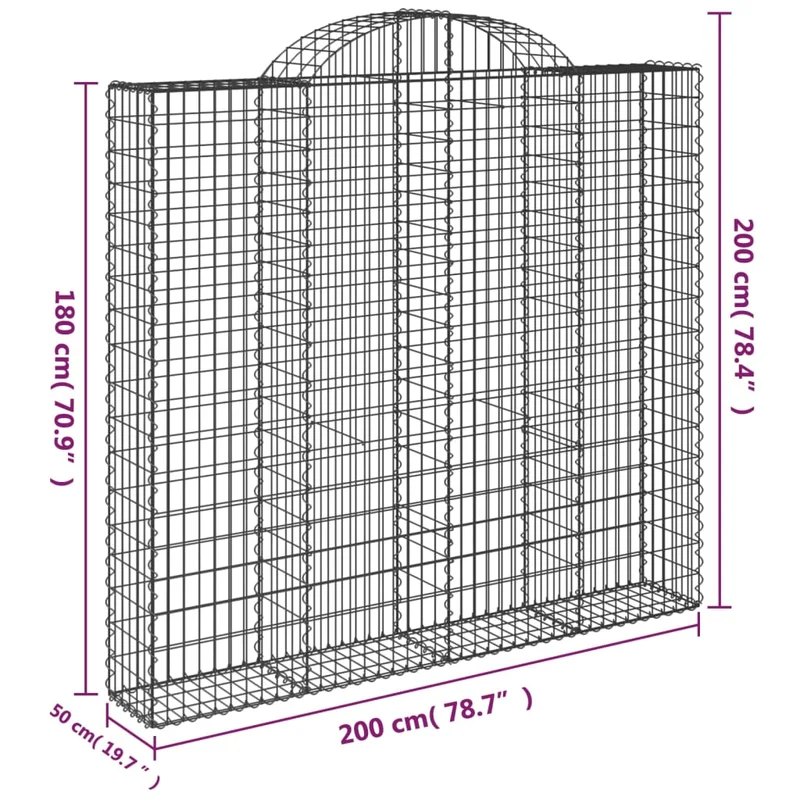 Cestas De Gaviones 4 Uds Forma De Arco Hierro 200x50x180/200 Cm