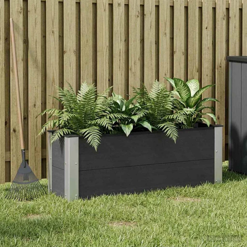 Arriate Elevado Negro 100 X 30 X 36 Cm Wpc Y Aluminio