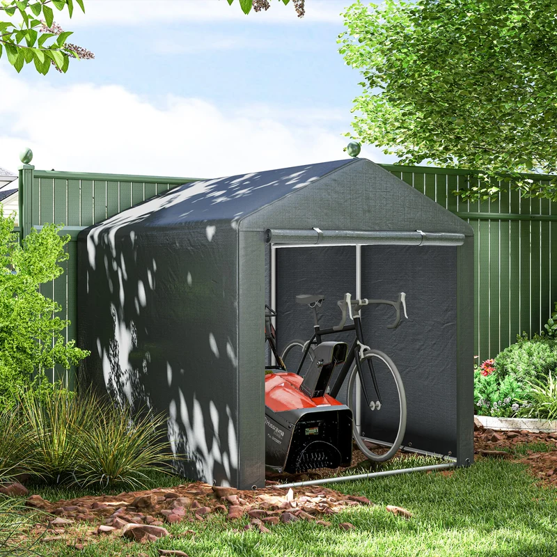 Outsunny Carpa Para Herramientas Bicicletas Y Motos 1,6x2,2x1,7 M Gris Oscuro