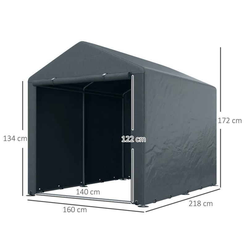 Outsunny Carpa Para Herramientas Bicicletas Y Motos 1,6x2,2x1,7 M Gris Oscuro