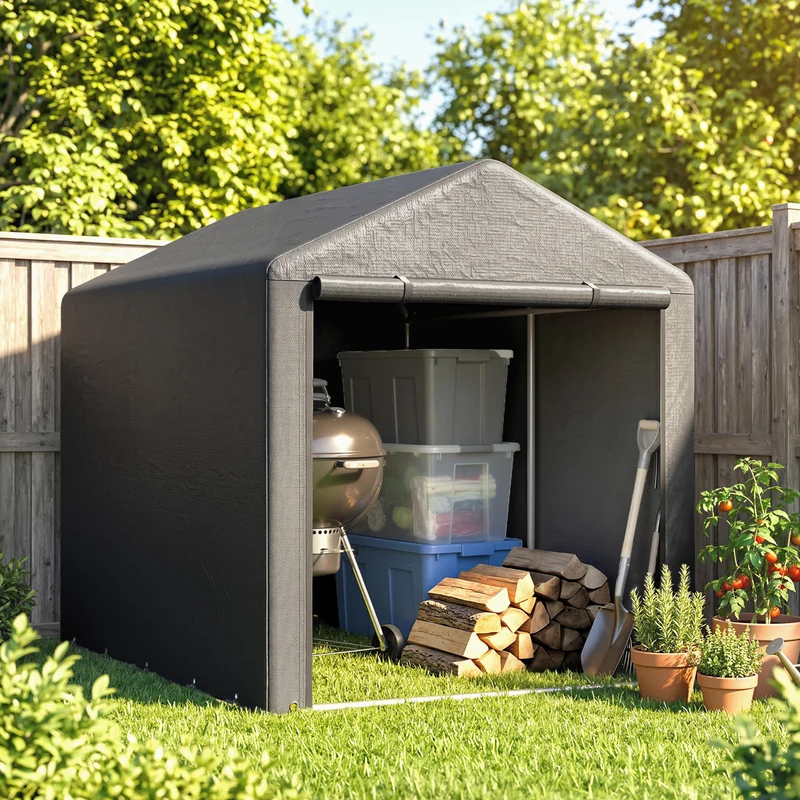 Outsunny Carpa Para Herramientas Bicicletas Y Motos 1,6x2,2x1,7 M Gris Oscuro