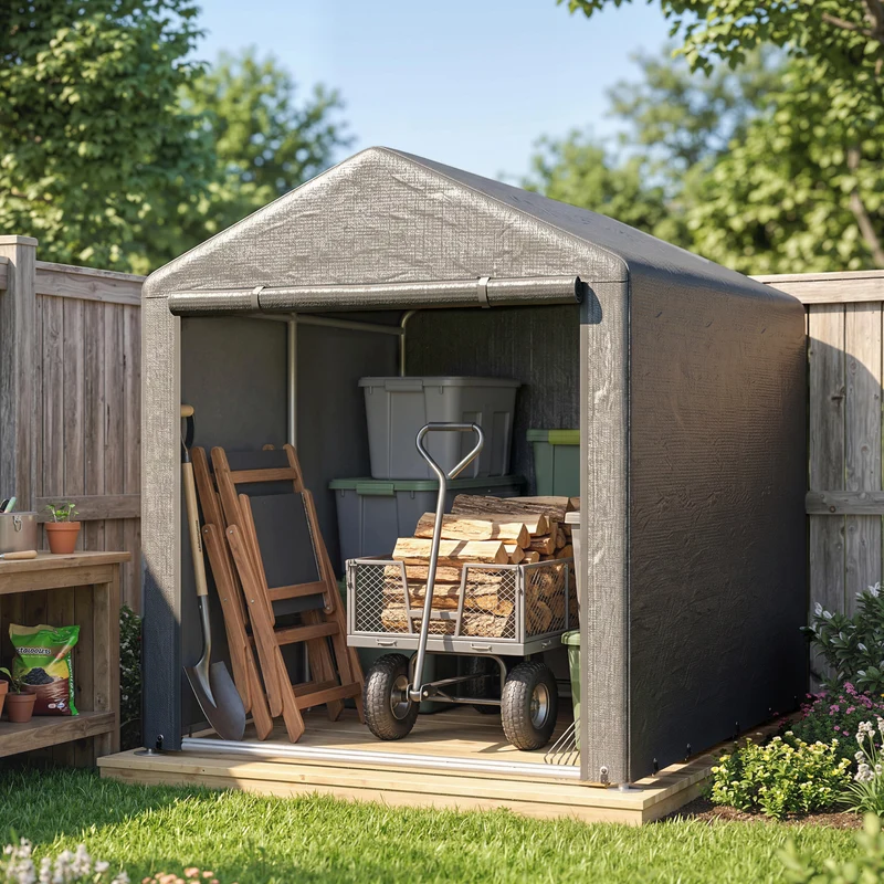 Outsunny Carpa Para Herramientas Bicicletas Y Motos 1,6x2,2x1,7 M Gris Oscuro