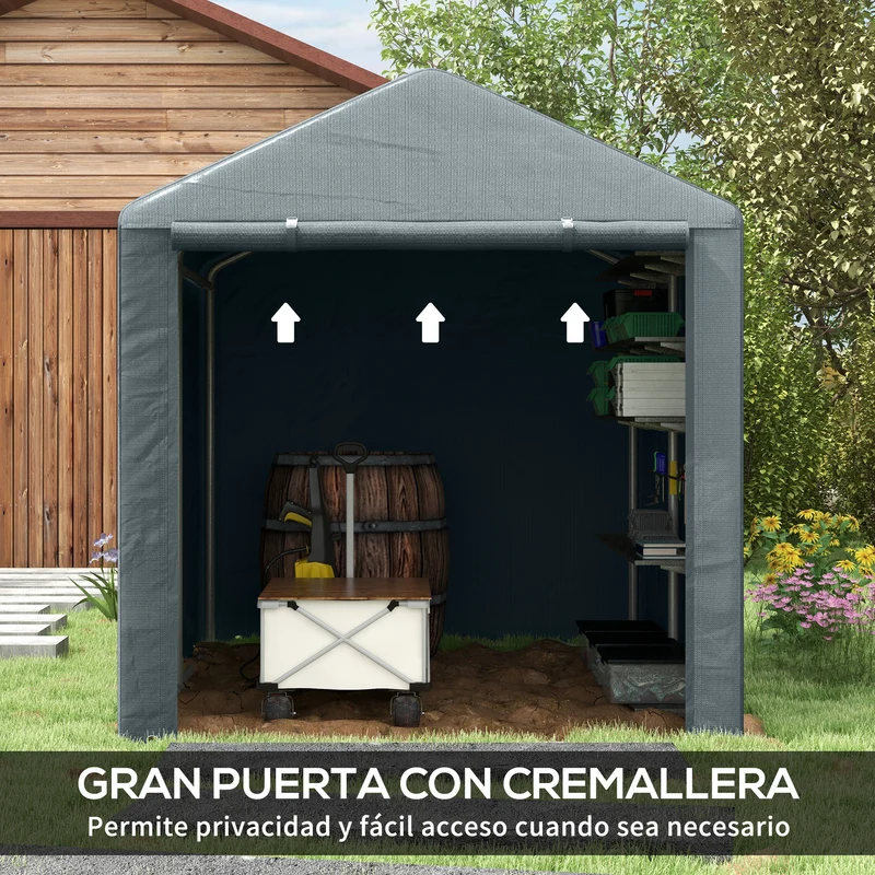Outsunny Carpa Para Herramientas Bicicletas Y Motos 1,6x2,2x1,7 M Gris Oscuro
