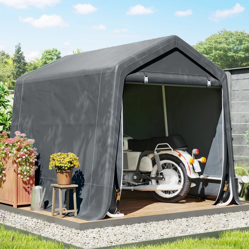 Outsunny Carpa De Jardín Para Herramientas Bicicletas Motos 2,4x2x2 M Gris