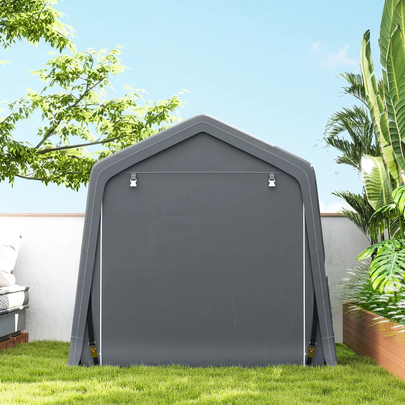 Outsunny Carpa De Jardín Para Herramientas Bicicletas Motos 2,4x2x2 M Gris