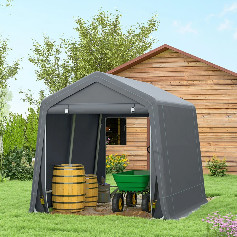 Outsunny Carpa De Jardín Para Herramientas Bicicletas Motos 2,4x2x2 M Gris