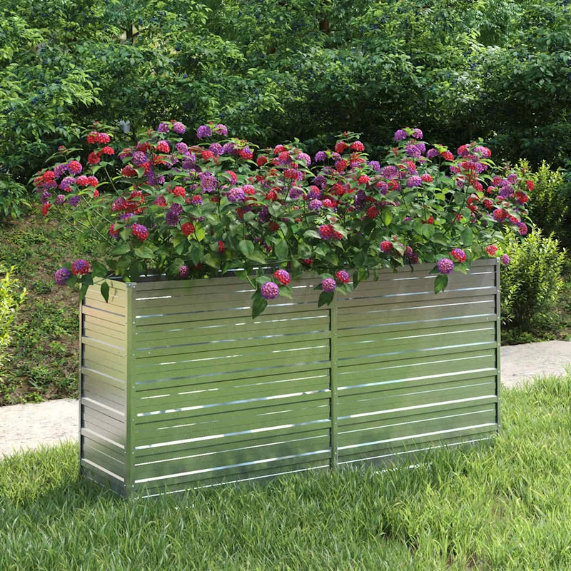 Arriate De Acero Galvanizado Plateado 160x40x77 Cm