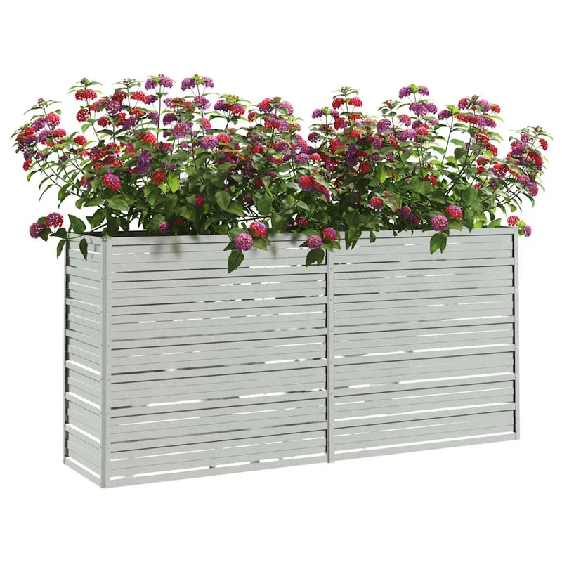 Arriate De Acero Galvanizado Plateado 160x40x77 Cm
