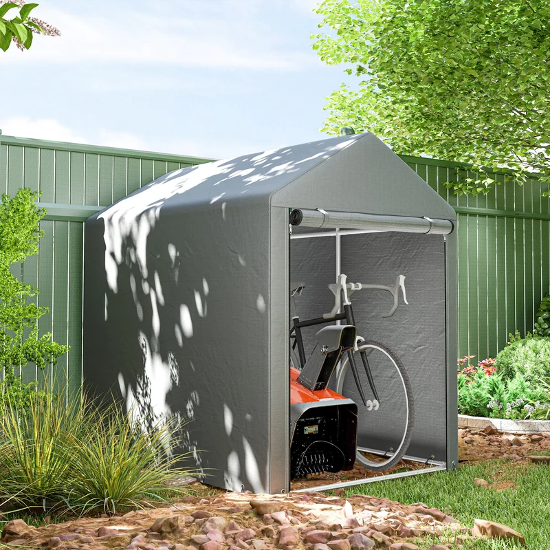 Outsunny Carpa De Jardín Para Herramientas Bicicletas Motos 1,2x1,8x1,65 M Gris