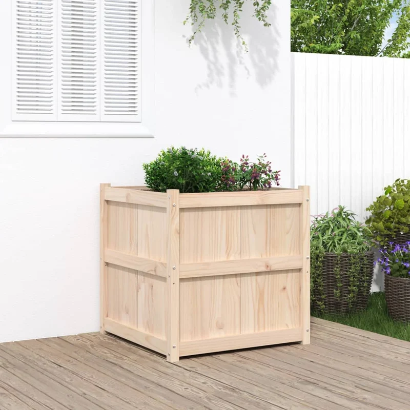 Jardinera De Madera Maciza De Pino 70x70x70 Cm