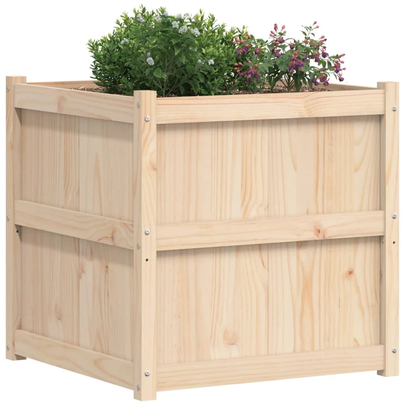Jardinera De Madera Maciza De Pino 70x70x70 Cm