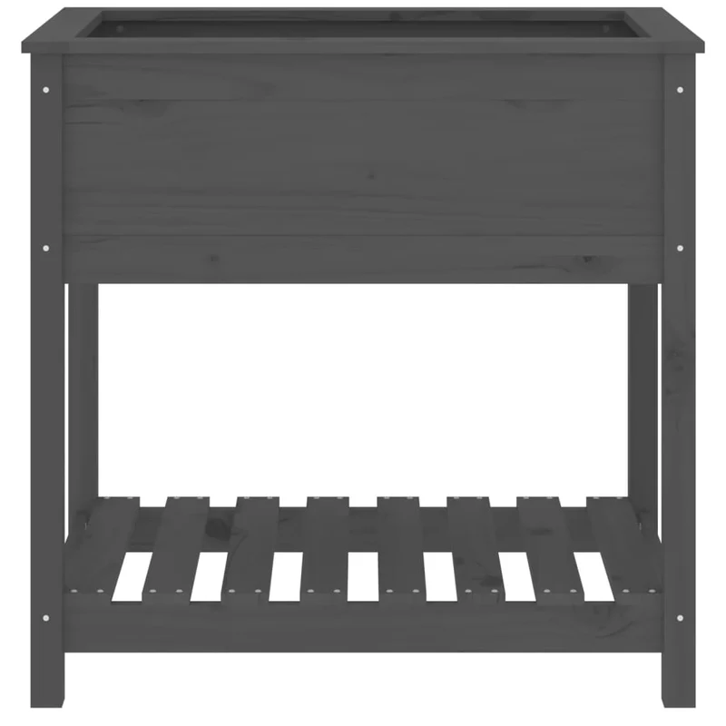 Jardinera Con Estante Madera Maciza De Pino Gris 82,5x54x81 Cm