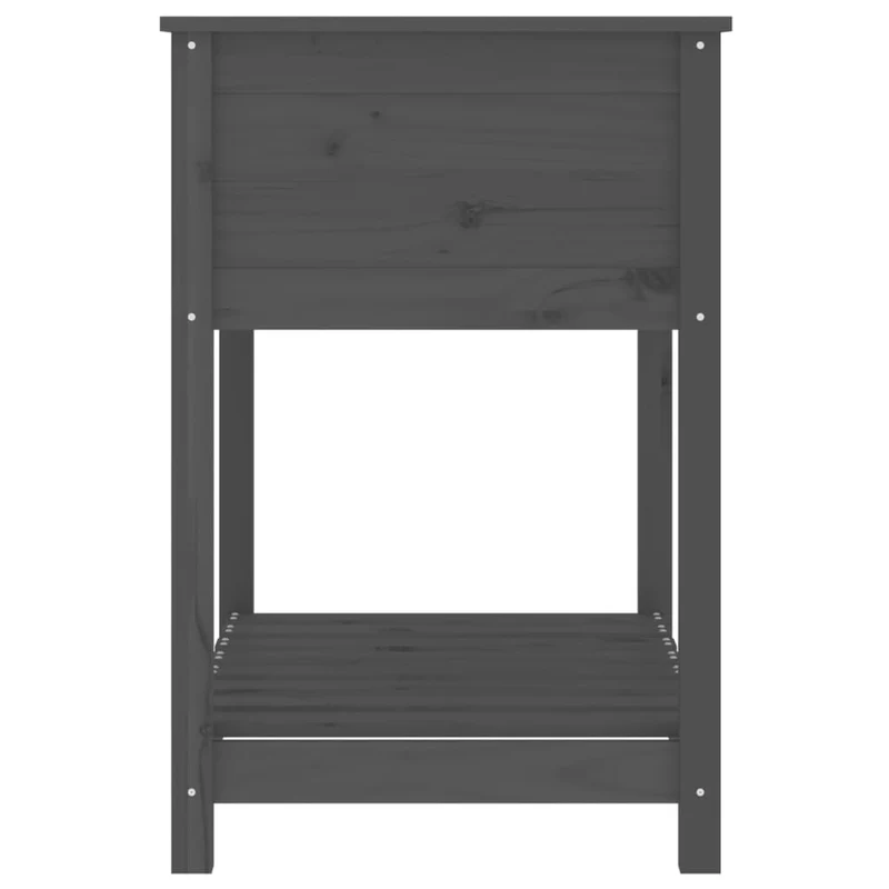 Jardinera Con Estante Madera Maciza De Pino Gris 82,5x54x81 Cm