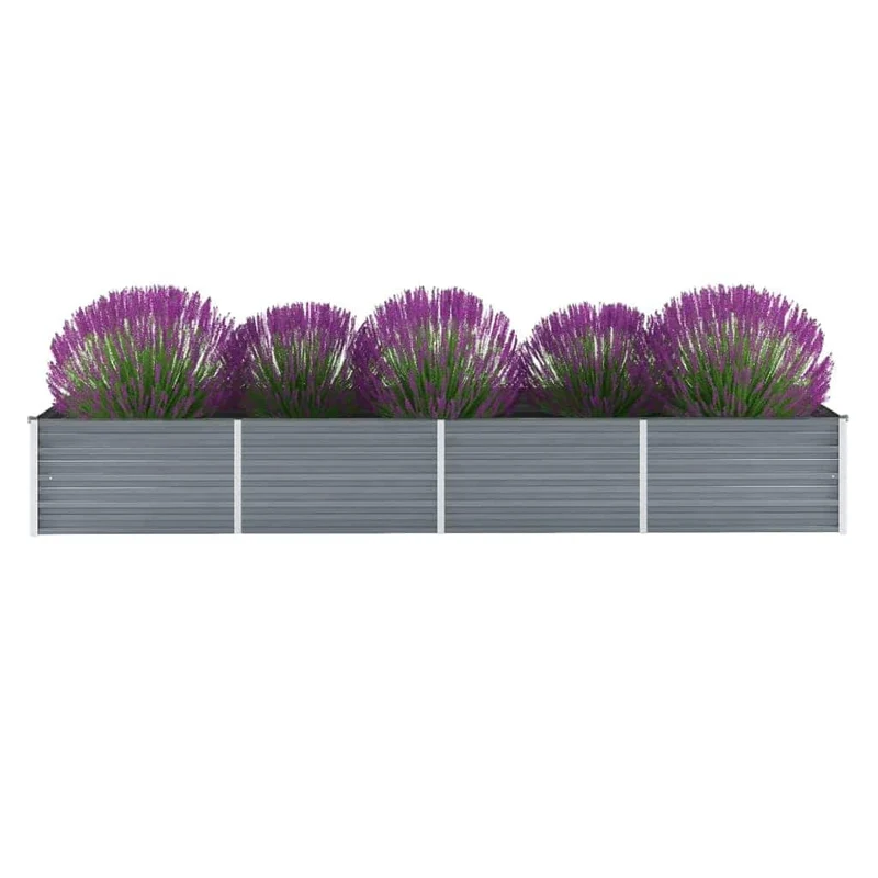 Arriate De Jardín De Acero Galvanizado Gris 320x80x45 Cm