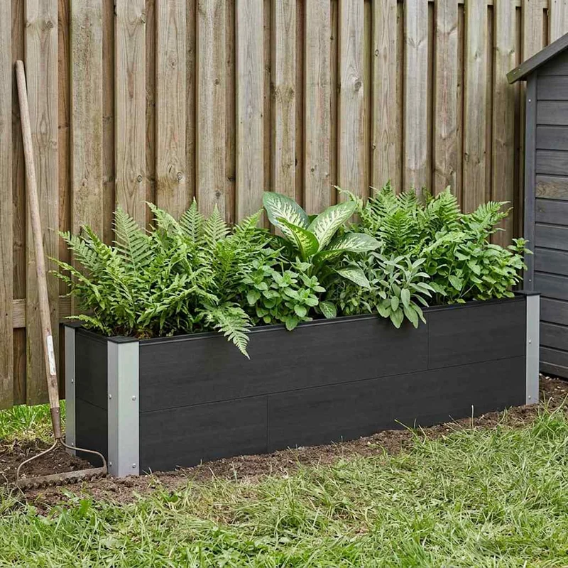 Arriate Elevado Negro 150 X 30 X 36 Cm Wpc Y Aluminio