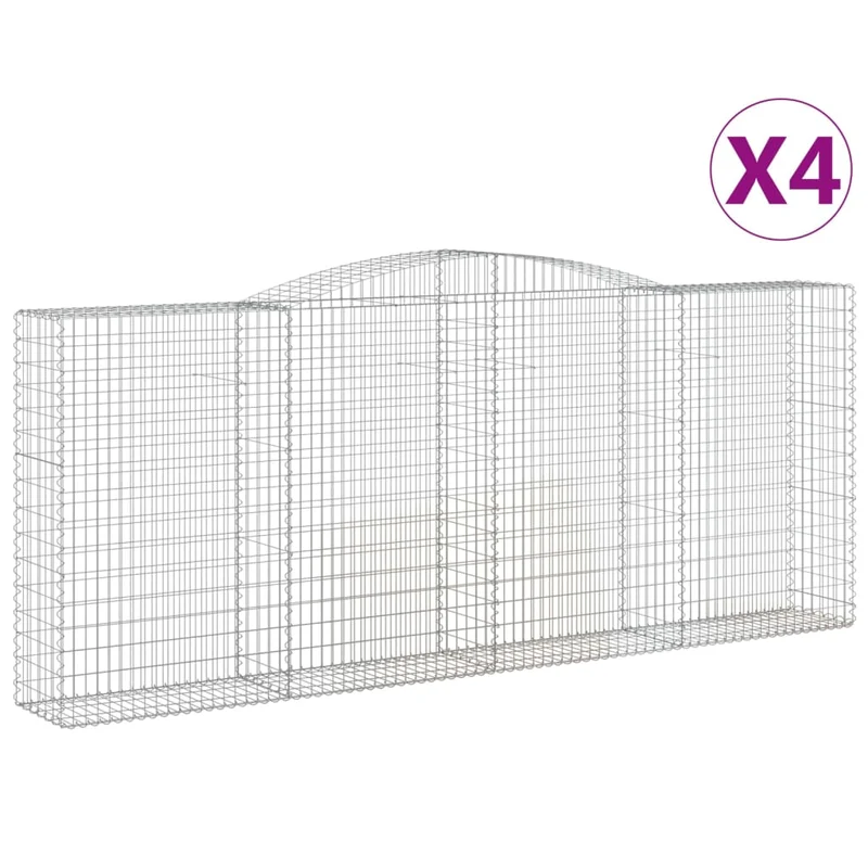 Cestas De Gaviones 4 Uds Forma De Arco Hierro 400x50x160/180 Cm